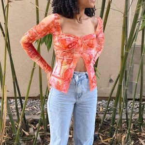 Glassons mesh long sleeve top